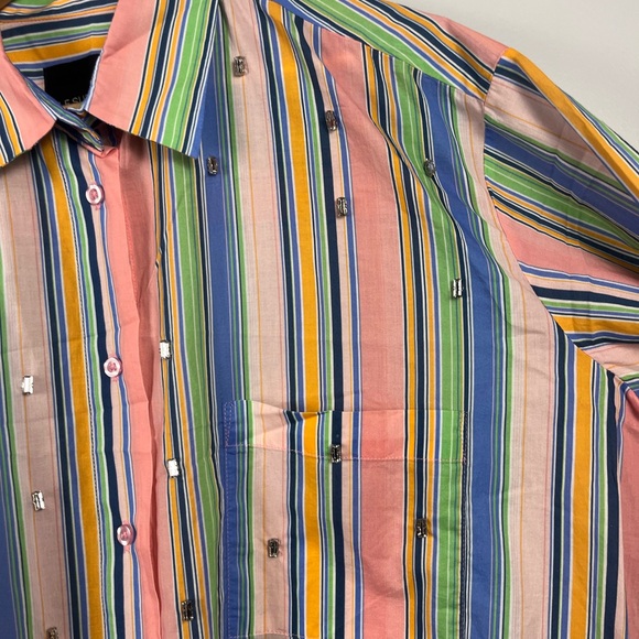 LE SUPERBE Embellished Over You Shirt striped pink silver size small oversize - Picture 4 of 8